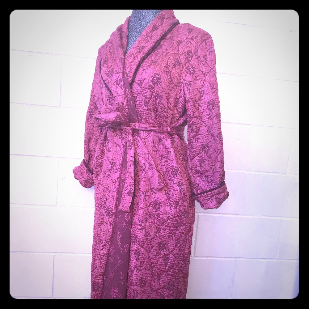 Diamond Tea Vintage Long Printed Floral Robe Sz XL
